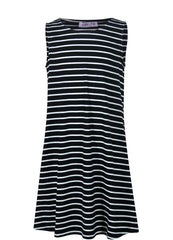 Girl'S Summer Casual Loose Tank Swing Midi Cute Shift Dress with Pockets for 4-14T Kids