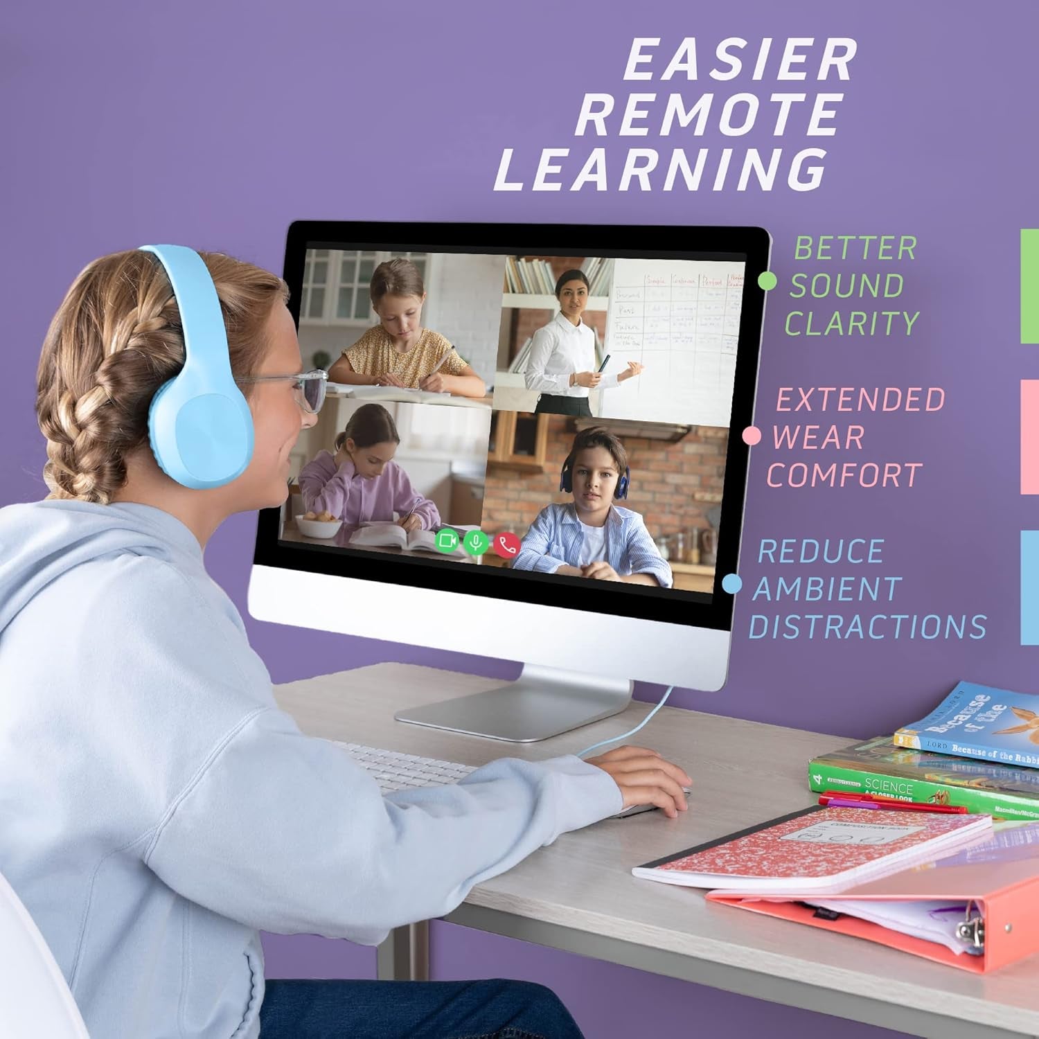 Kids Headphones for School Bulk Set 5-Pack On-Ear, 3.5Mm, Wired Headphones for Schools & Libraries – Adjustable, Cushioned Headphones (Mixed Colors)
