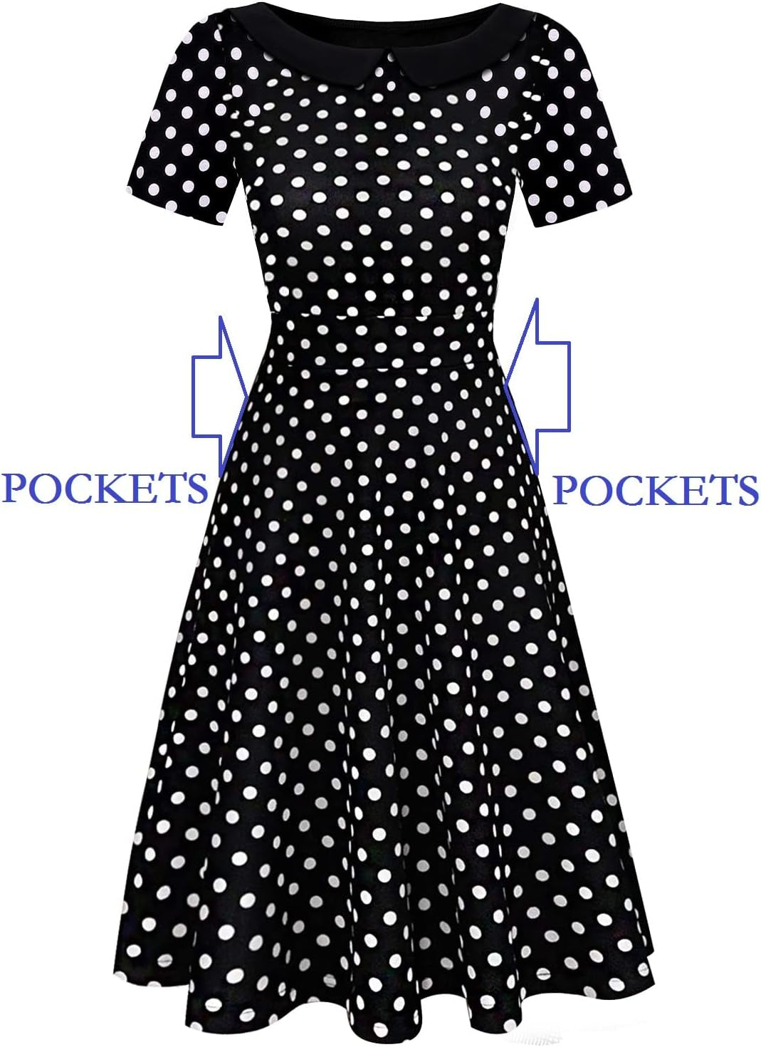 Women'S Elegant Vintage Cotton Casual Floral Print Work Party Peter Pan Collar A-Line Dress with Pockets 978