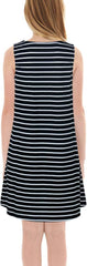 Girl'S Summer Casual Loose Tank Swing Midi Cute Shift Dress with Pockets for 4-14T Kids