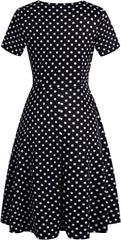 Women'S Elegant Vintage Cotton Casual Floral Print Work Party Peter Pan Collar A-Line Dress with Pockets 978